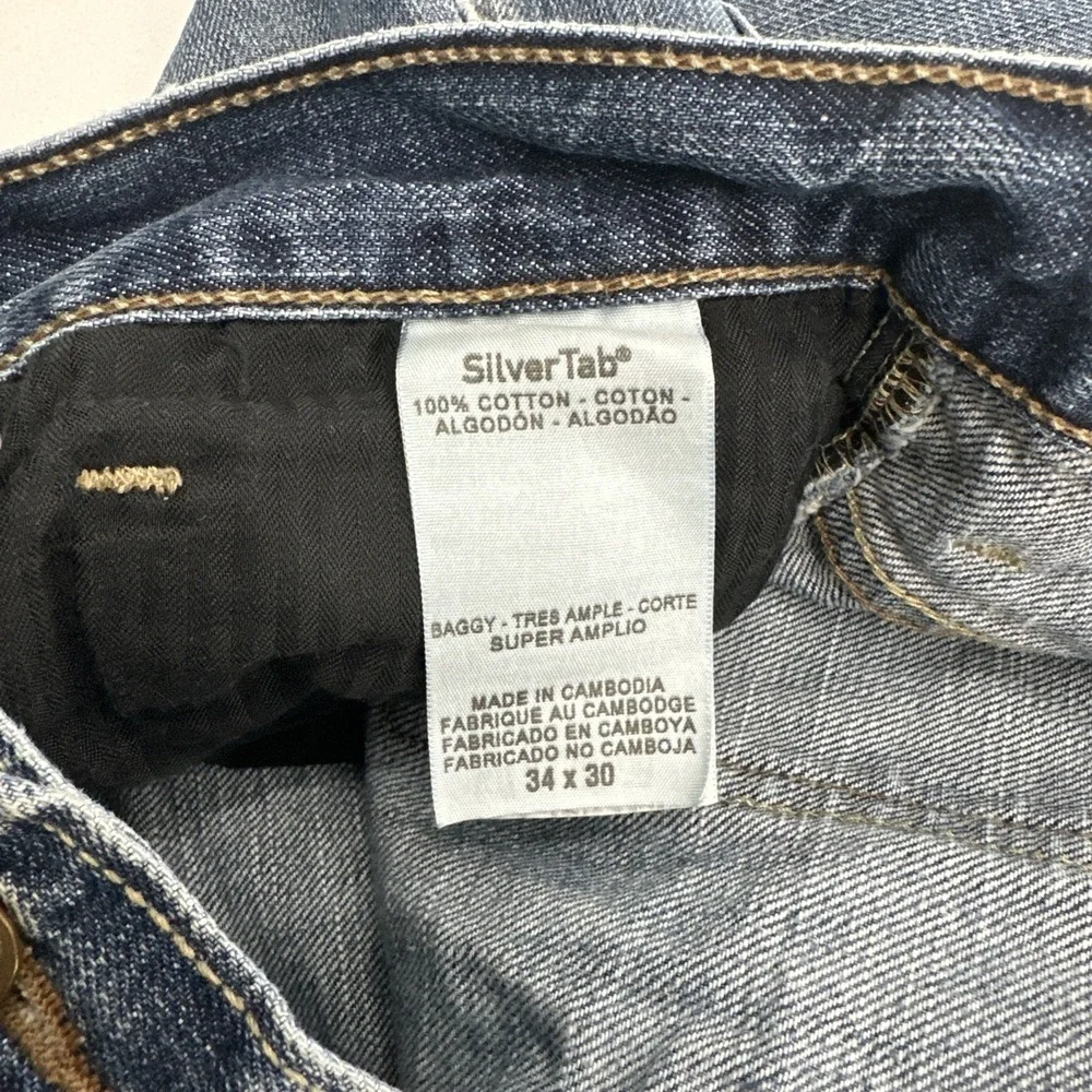 Vtg Levis Silvertab Baggy Jeans Sz 34x29 Blue Y2K Denim Hip Hop 90s Tag Wide Leg